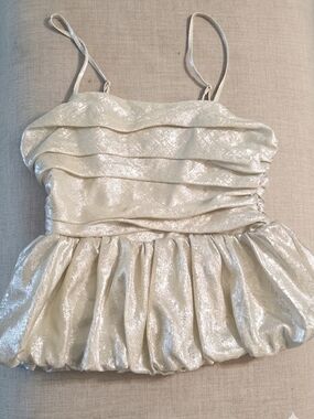 Sparkle Ivory Girls' Party Dress with Ruffled Bodice